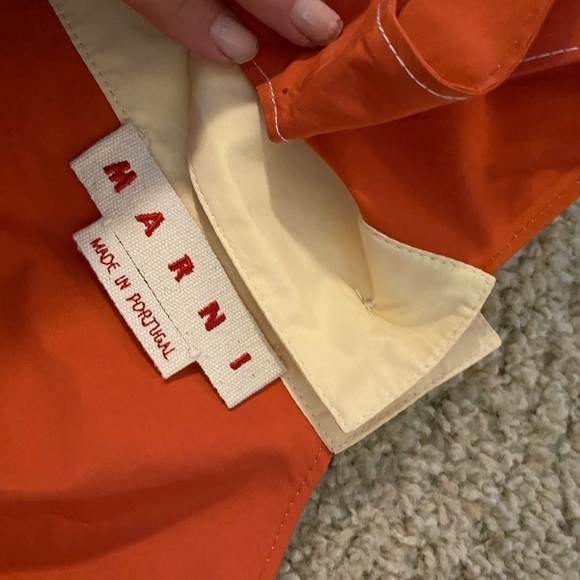 Marni Women’s Button Back A-Line Dress Orange Size 42 Gathered Waist Midi Dress - Picture 5 of 11